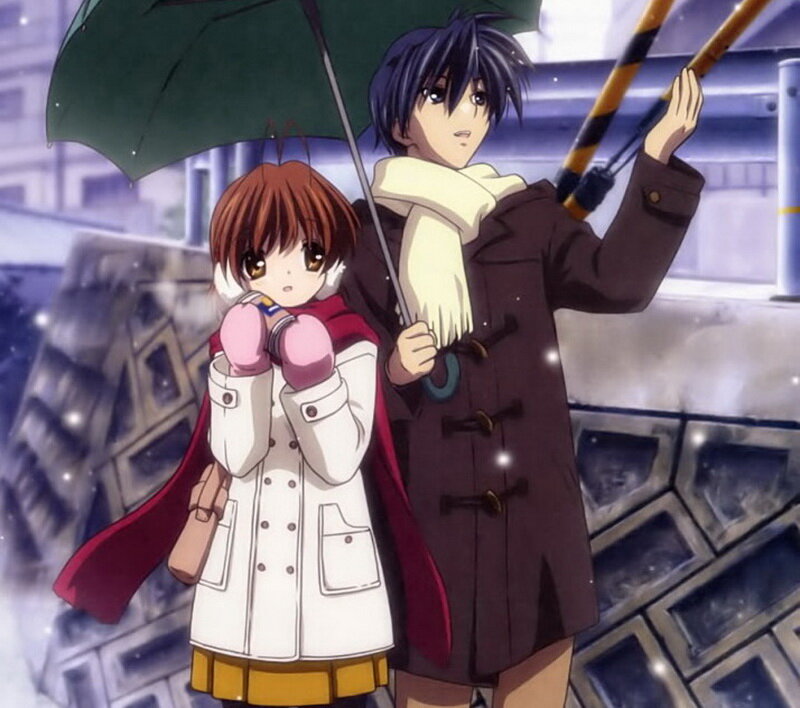 Two Anime Characters in Rain — Brown