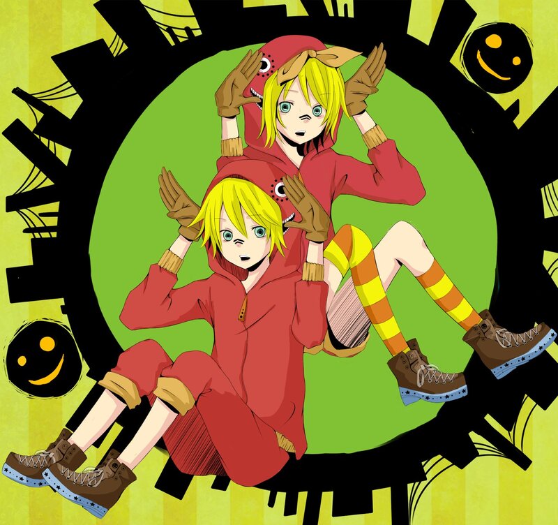 Two anime characters in red hoodies