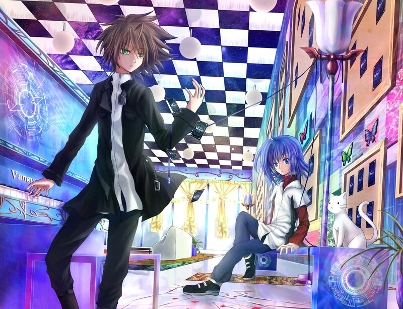 Two Anime Characters in Room — Purple, Dramatic