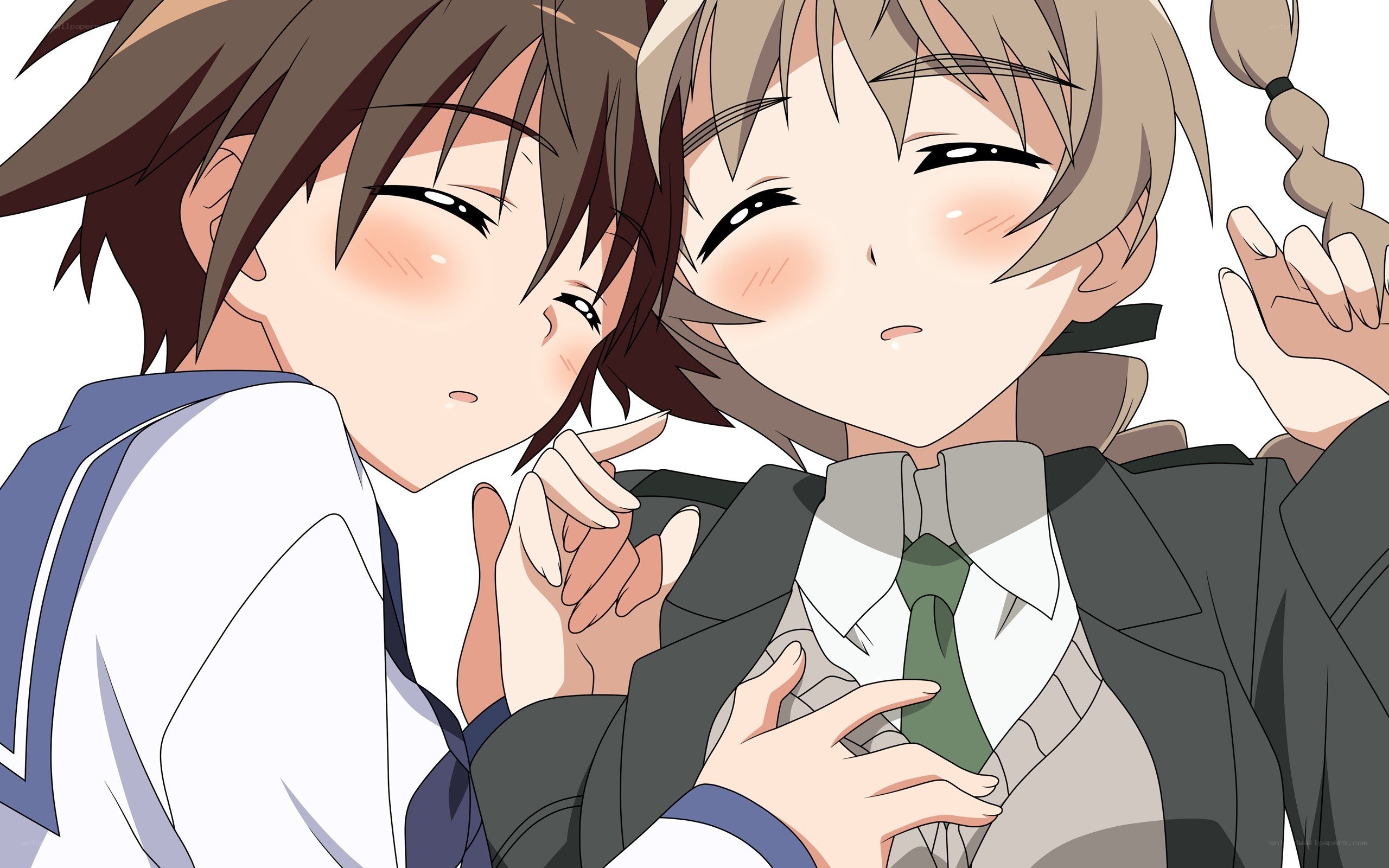 two anime characters in school uniforms