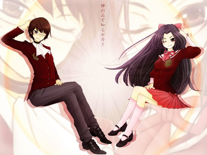 Two anime characters in school uniforms