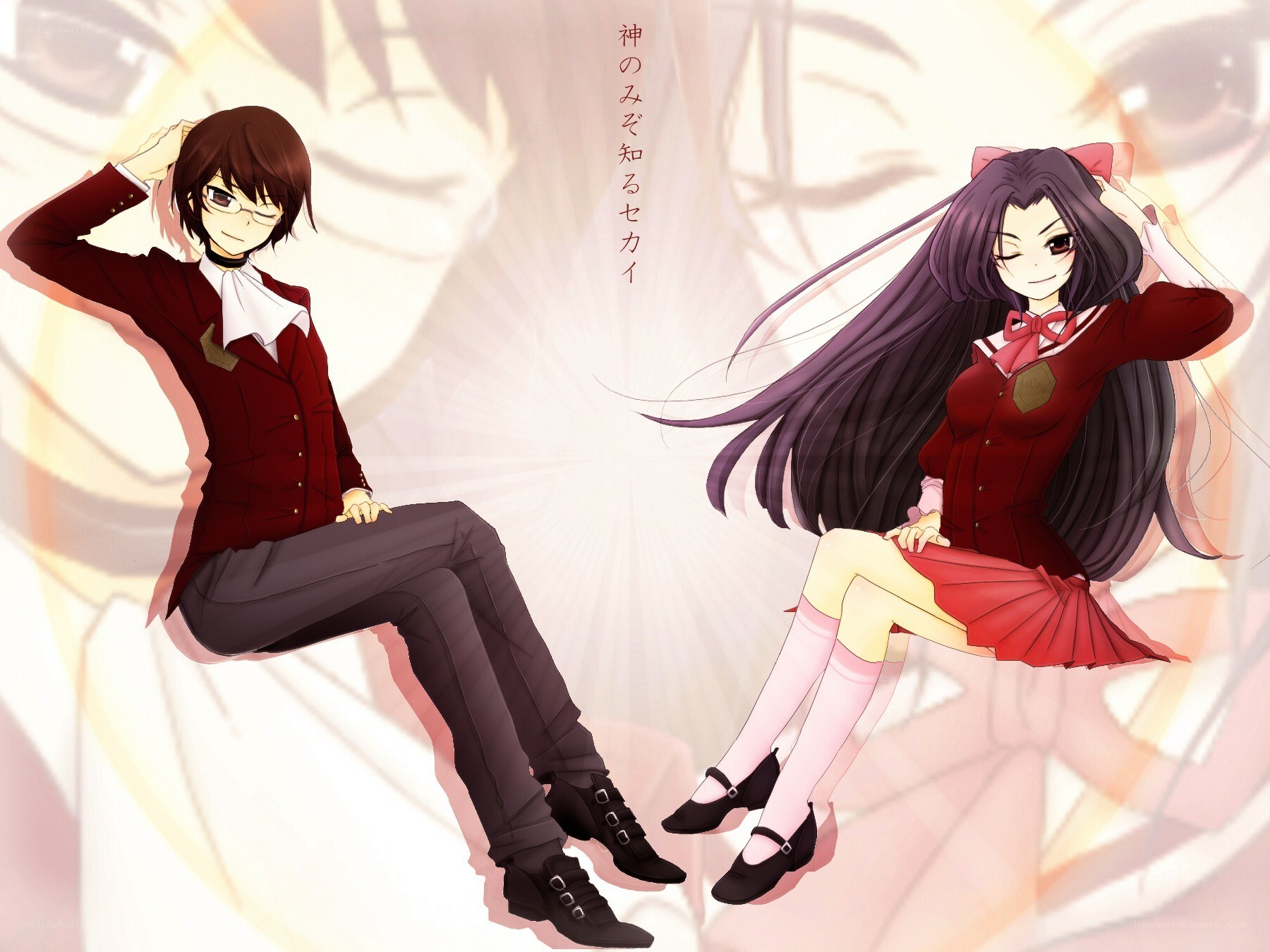 Two anime characters in school uniforms
