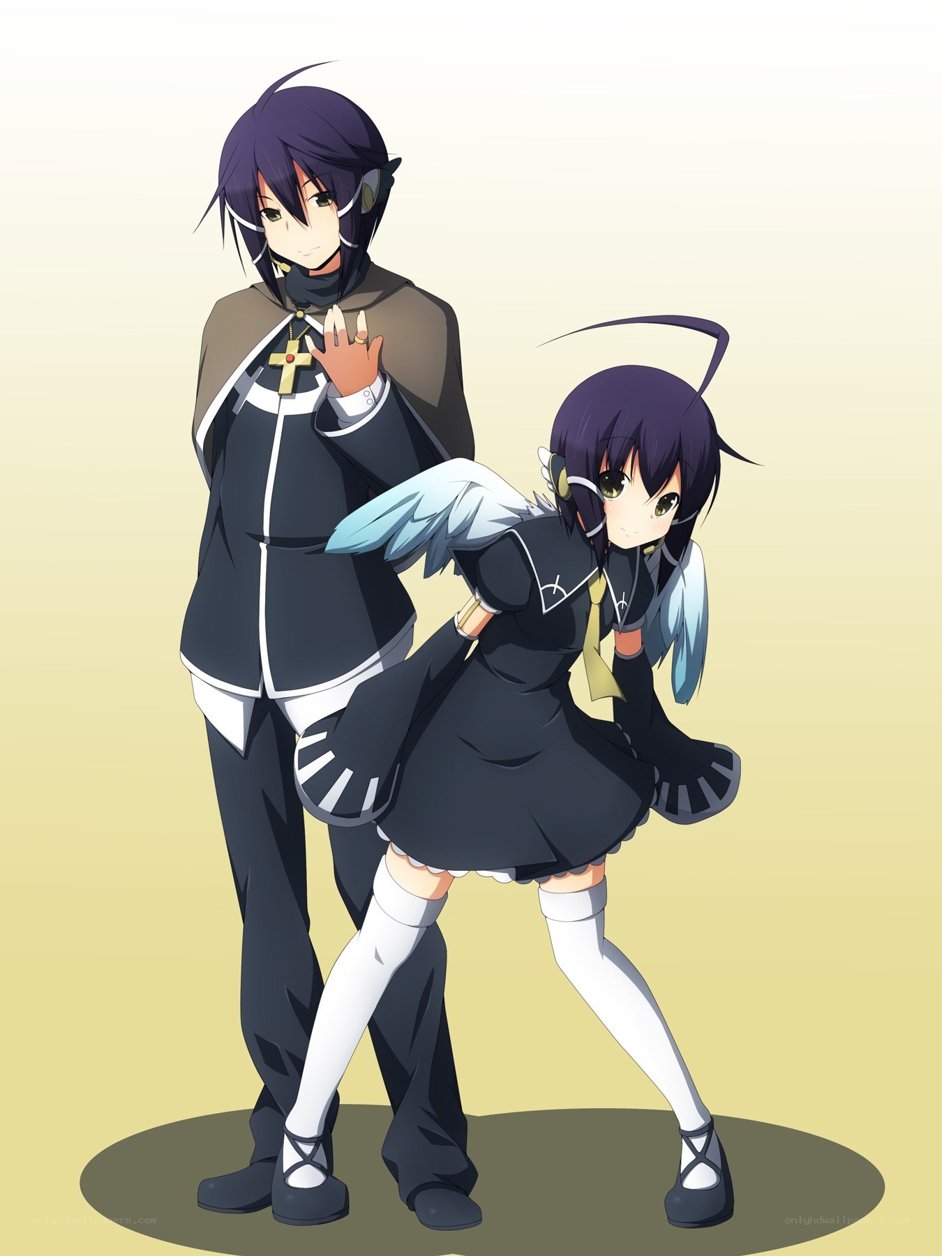 Two anime characters in school uniforms