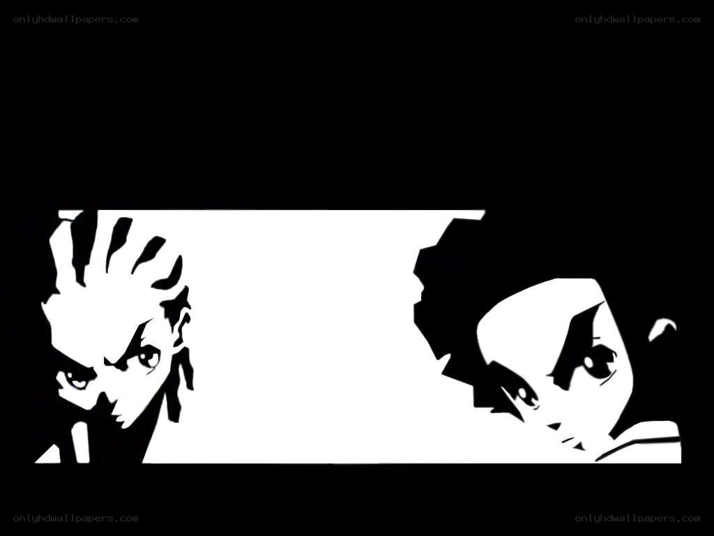 two anime characters in silhouette