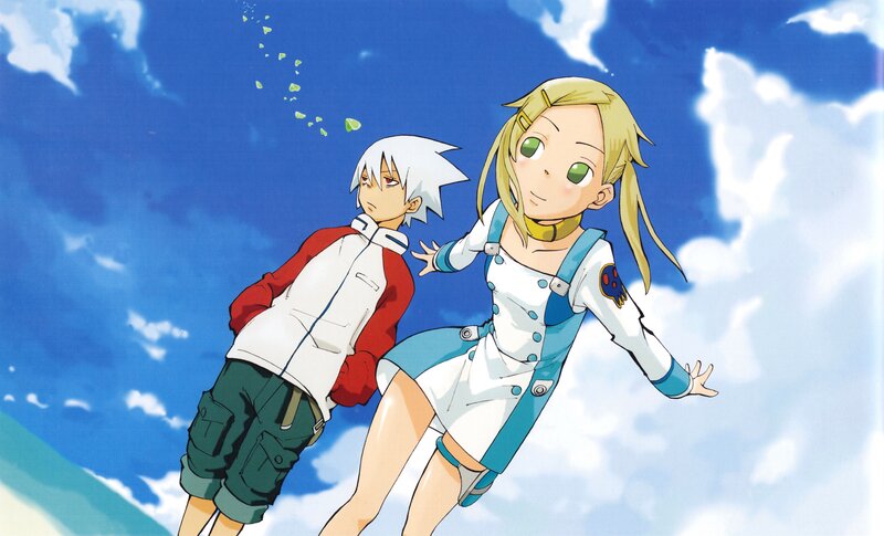 Two Anime Characters in Sky — Blue
