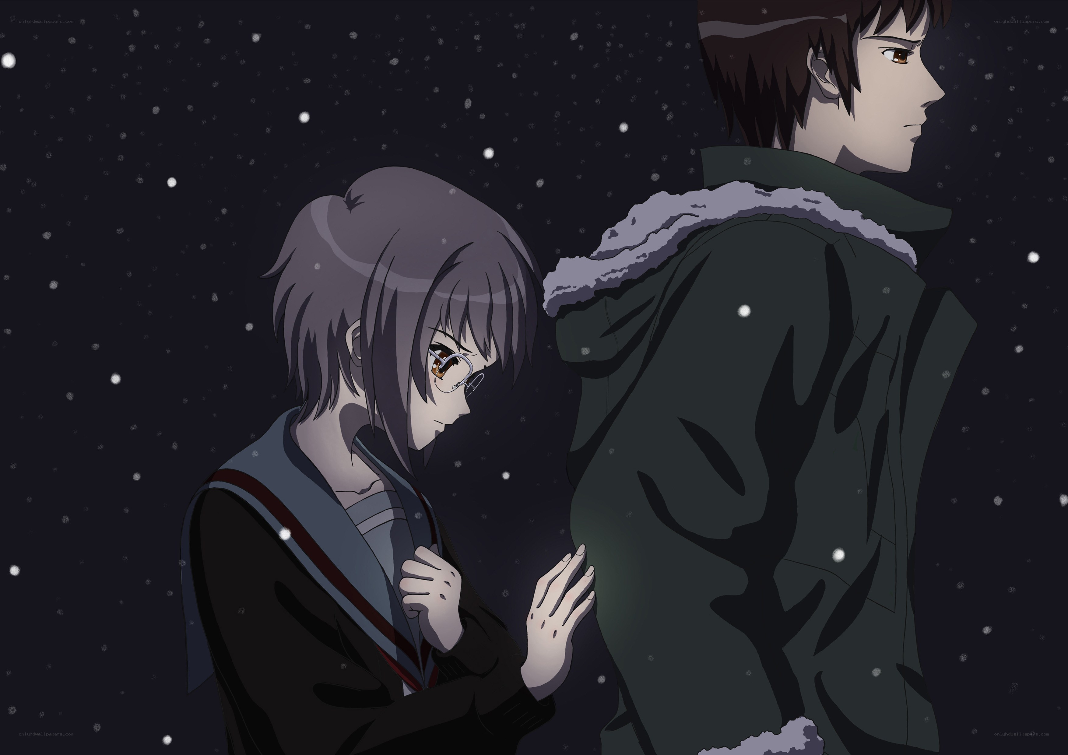 Two anime characters in snow