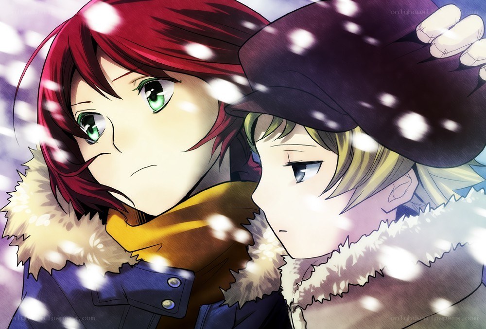 Two anime characters in snow