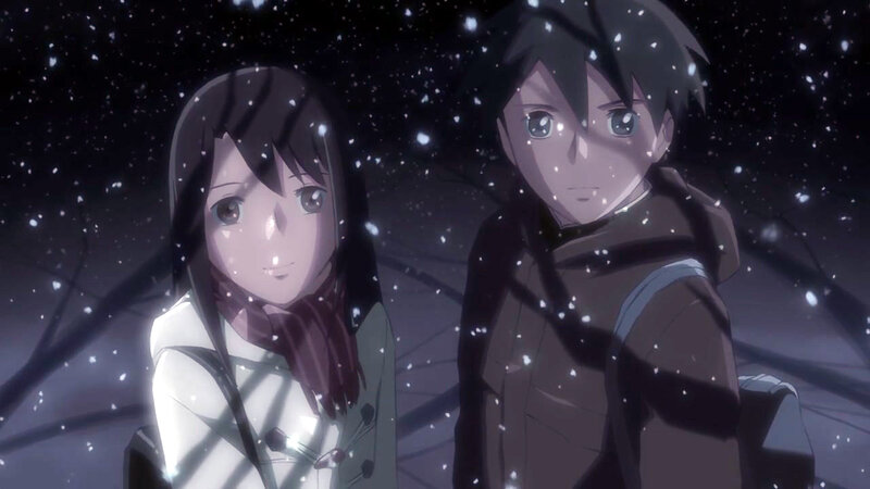 Two Anime Characters in Snow — Black