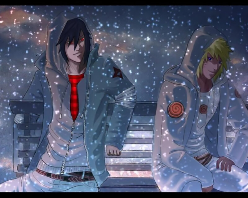 Two Anime Characters in Snow — Blue, Calm