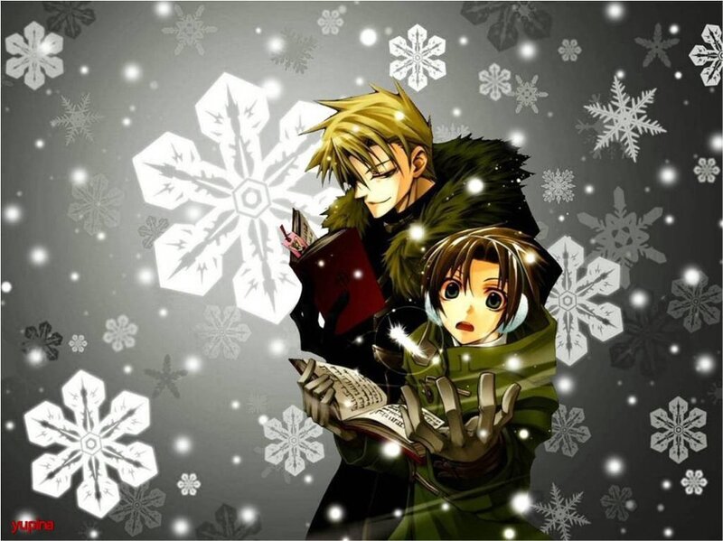 Two Anime Characters in Snow — Green