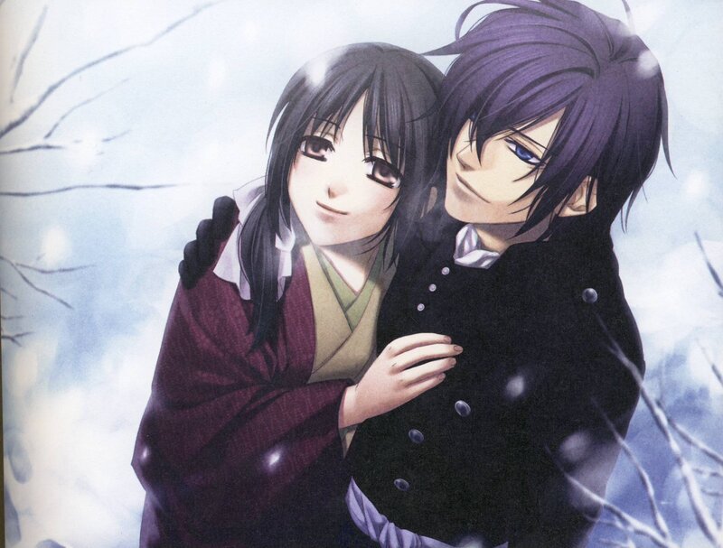 Two Anime Characters in Snow — Purple, Calm, Winter