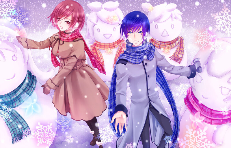 Two Anime Characters in Snow — Purple