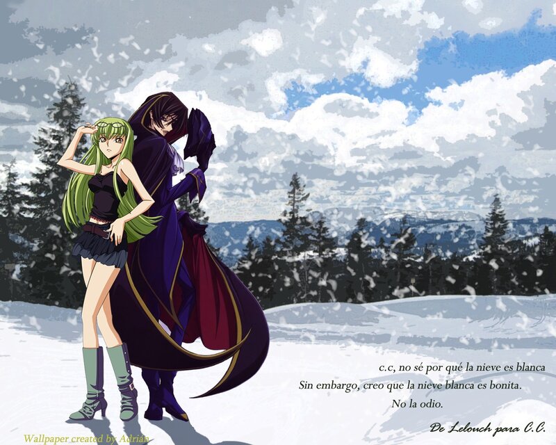 Two Anime Characters in Snow — White, Dramatic