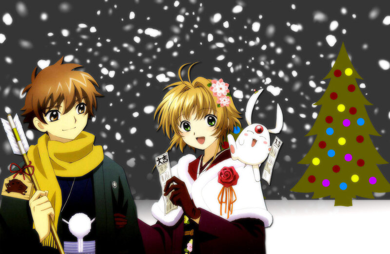 Two Anime Characters in Snow — White