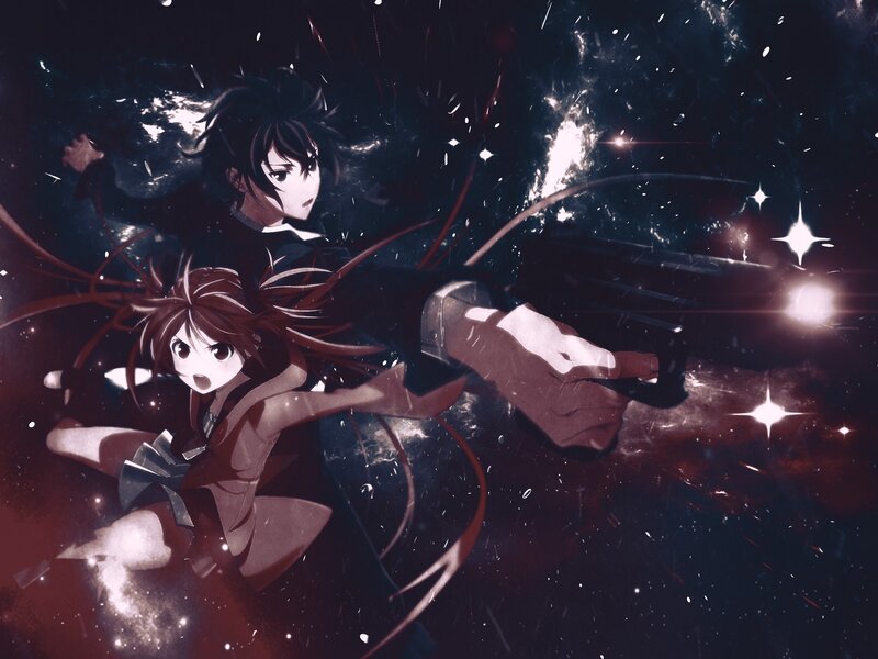 Two Anime Characters in Space — Black