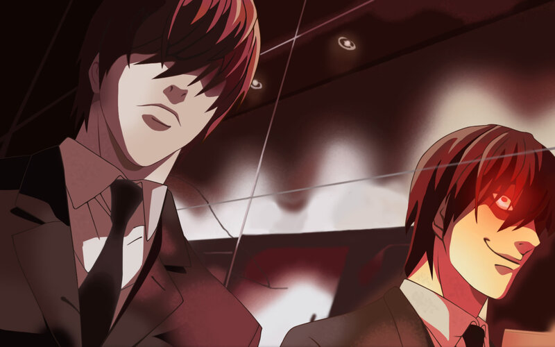 two anime characters in suits