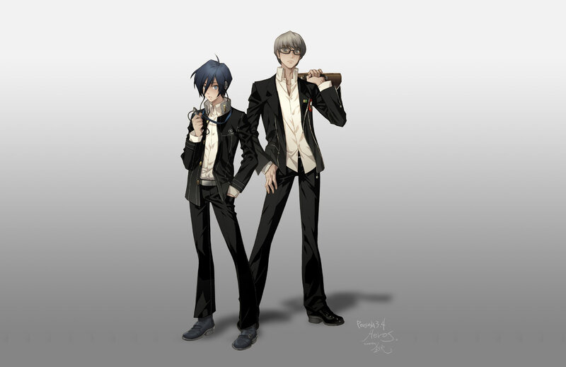 Two anime characters in suits