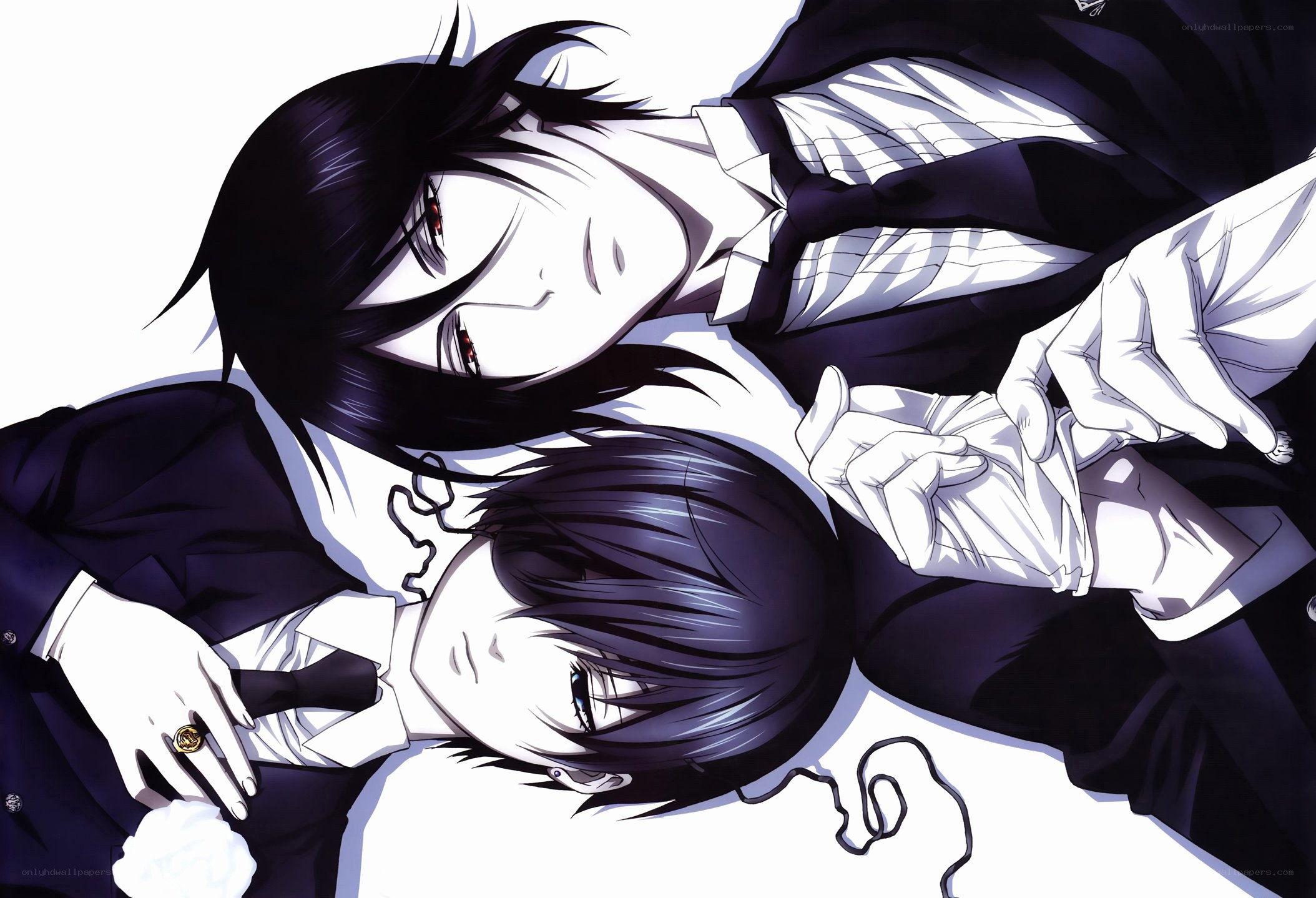 Two anime characters in suits