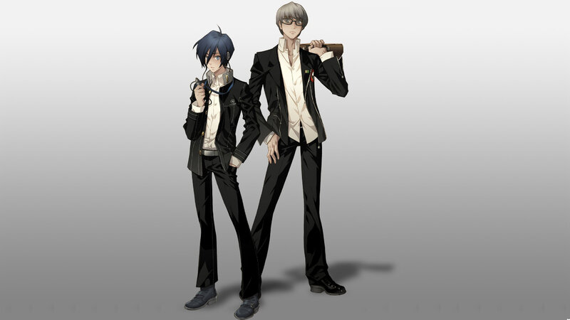 two anime characters in suits
