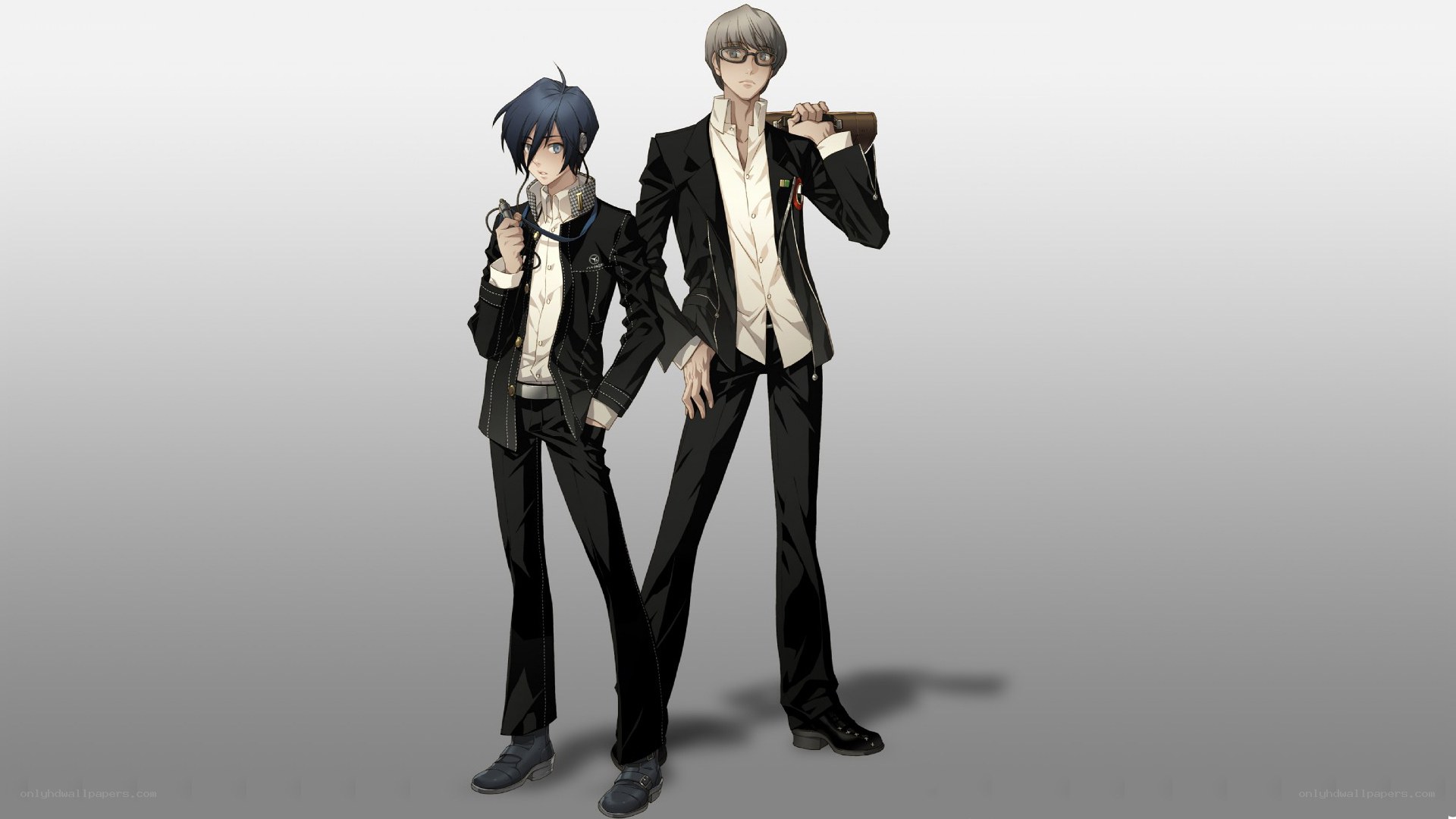 two anime characters in suits