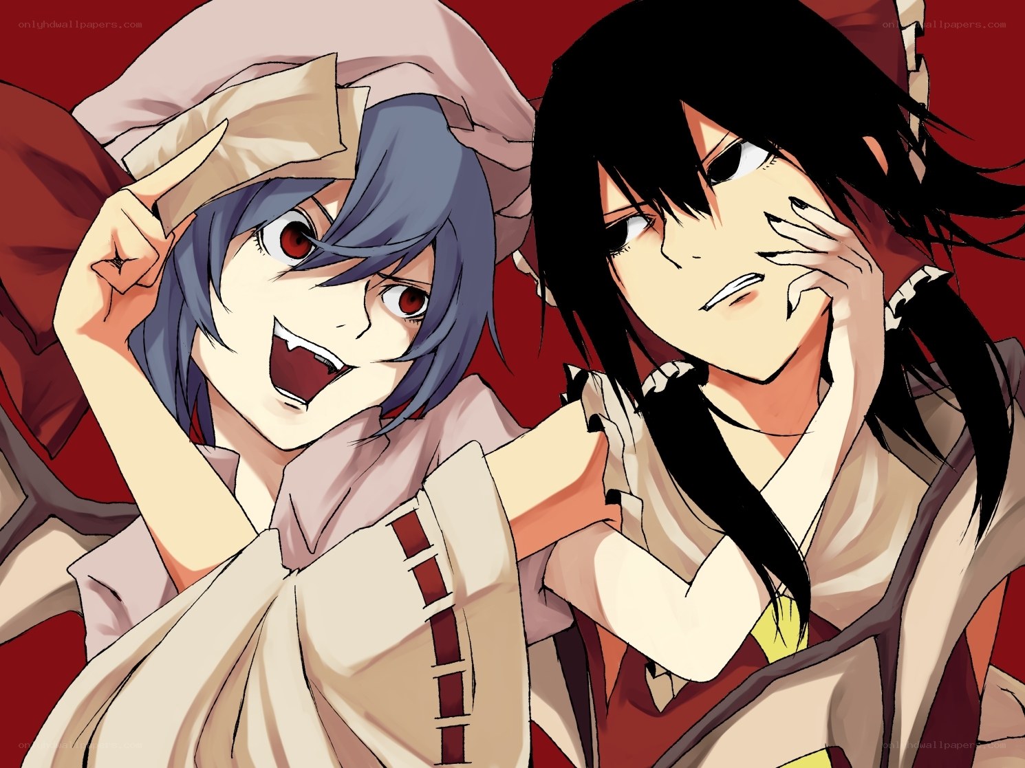two anime characters in traditional attire