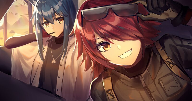 Two Anime Characters in Vehicle — Red