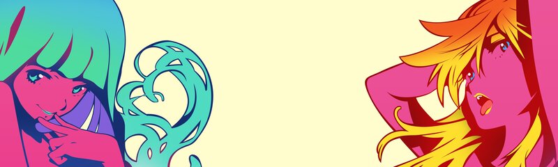 two anime characters in vibrant colors
