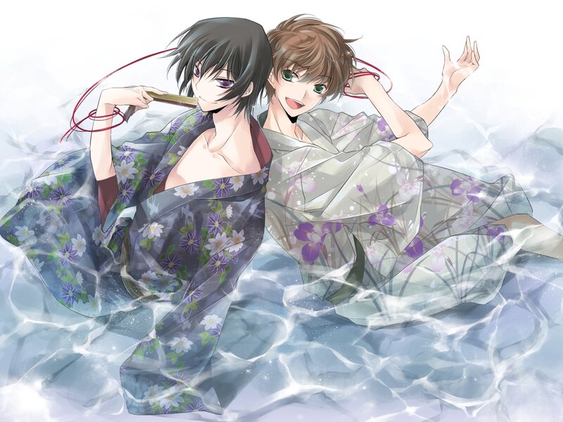 Two Anime Characters in Water — Blue, Serene