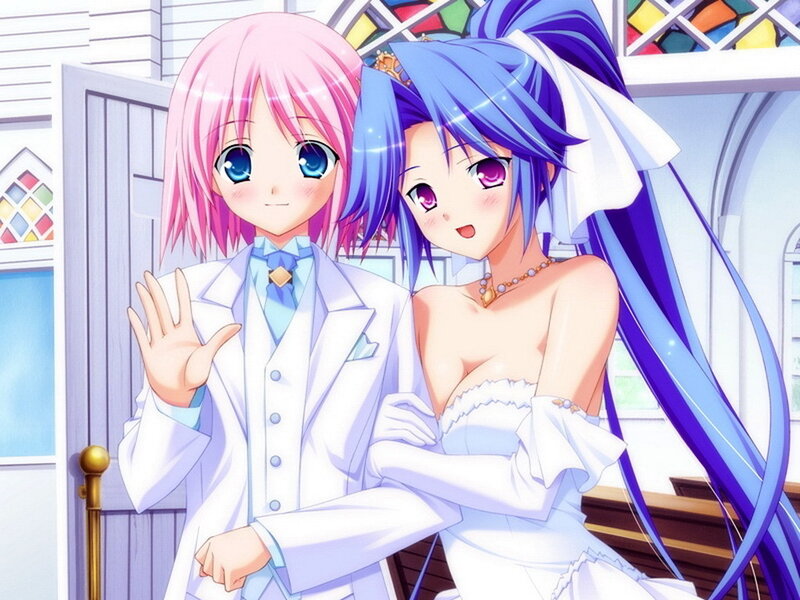 Two Anime Characters in Wedding Attire — Blue