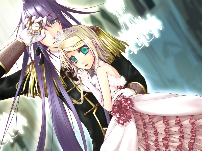 Two Anime Characters in Wedding Attire — Purple