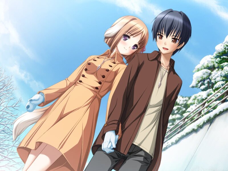 Two Anime Characters in Winter — Blue, Calm