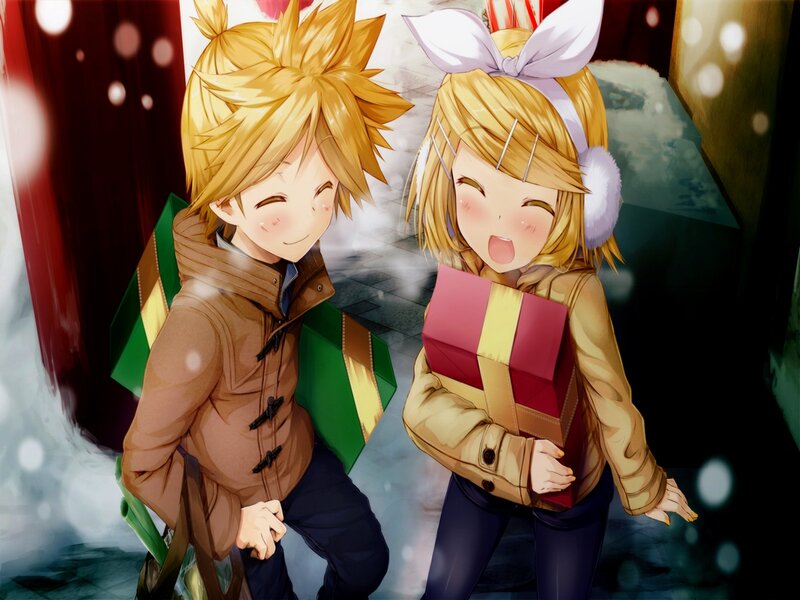 Two Anime Characters in Winter — Yellow, Festive