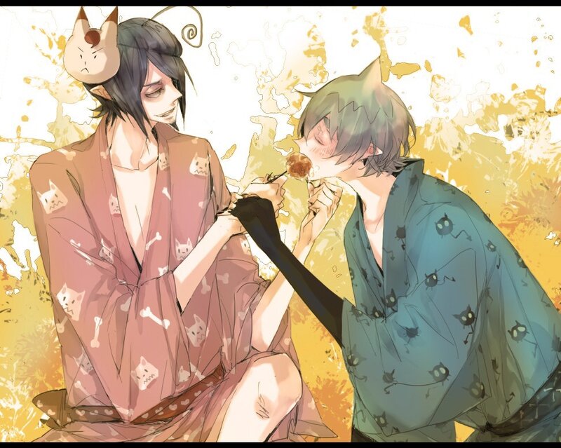 two anime characters in yukatas