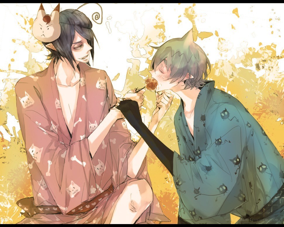 two anime characters in yukatas