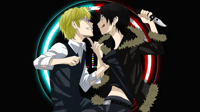 Two Anime Characters Kissing — Black, Dramatic, Night