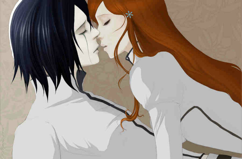 Two Anime Characters Kissing — Black, Dramatic, Tears