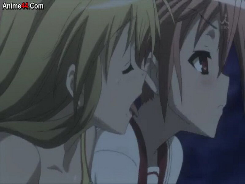Two Anime Characters Kissing — Blue, Dramatic, Close-up