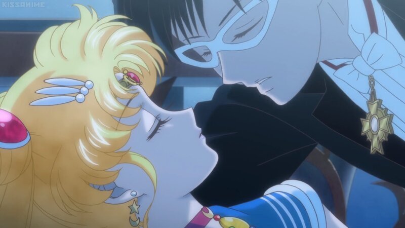 Two Anime Characters Kissing — Blue, Dramatic, Sailor Moon
