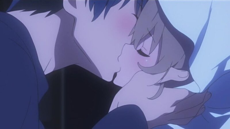 Two Anime Characters Kissing — Blue, Intimate