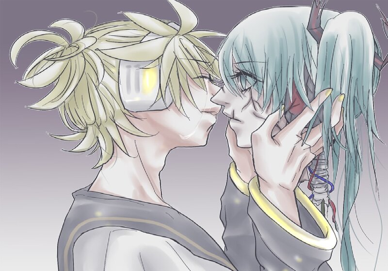 Two Anime Characters Kissing — Gray, Intimate