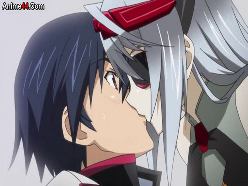 Two Anime Characters Kissing — Gray
