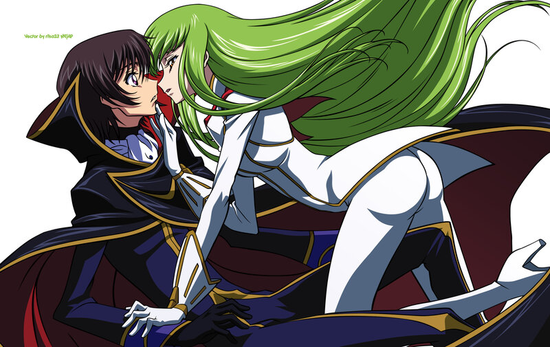 Two Anime Characters Kissing — Green, Dramatic