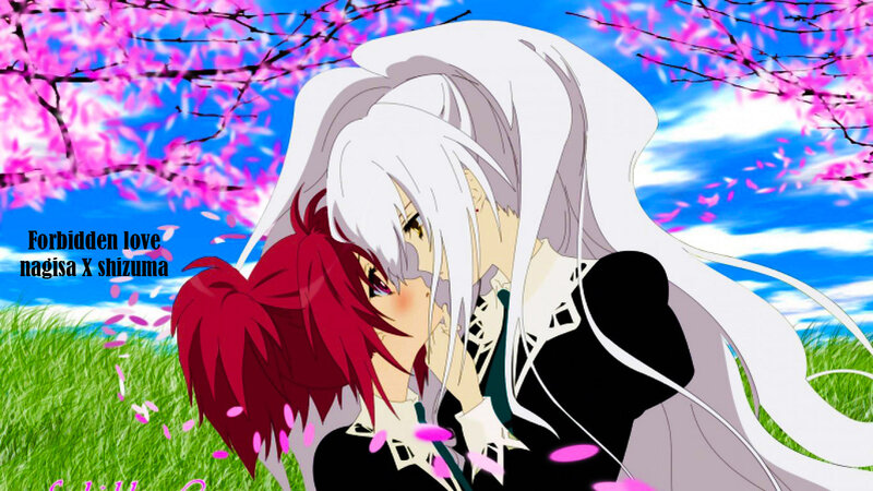 Two Anime Characters Kissing — Green