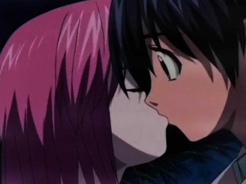 Two Anime Characters Kissing — Pink, Intimate