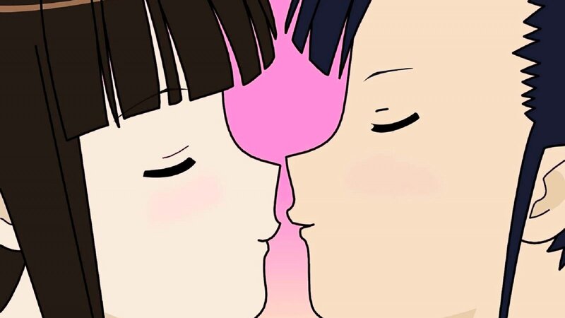 Two Anime Characters Kissing — Pink, Romantic, Blush