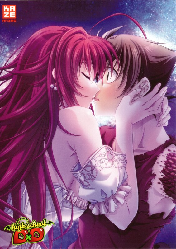 Two Anime Characters Kissing — Purple, Romantic, Night