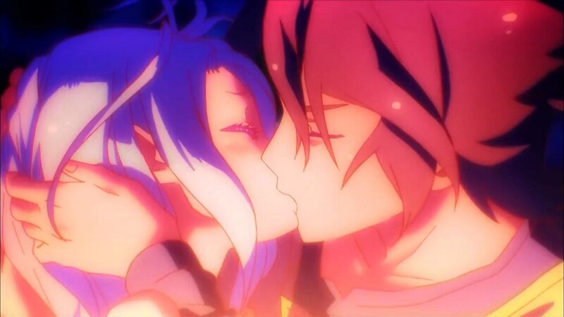 Two Anime Characters Kissing — Red, Romantic