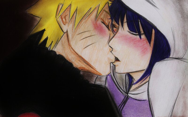 Two Anime Characters Kissing — Yellow, Romantic, Manga