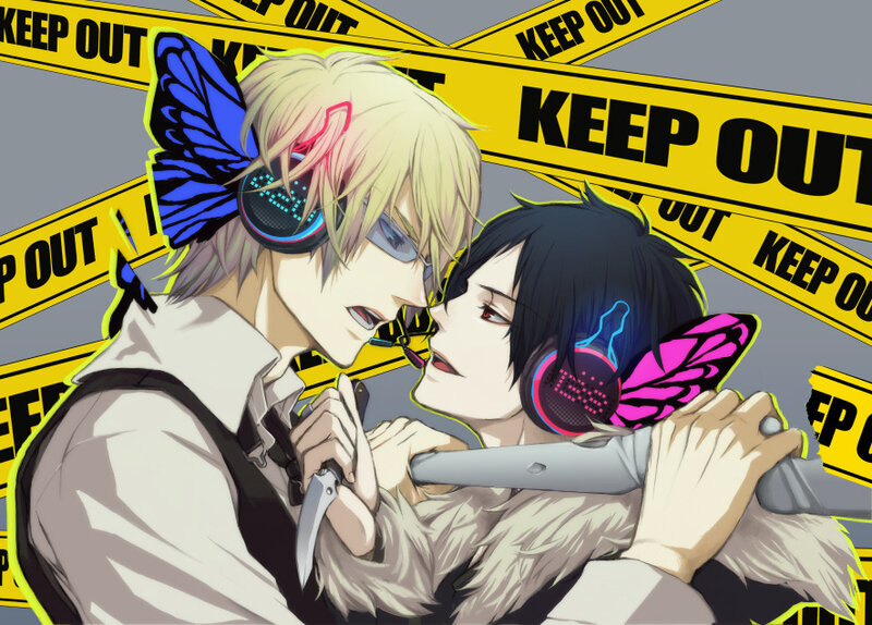 Two Anime Characters Kissing — Yellow