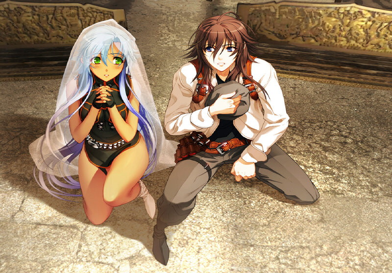 Two anime characters kneeling